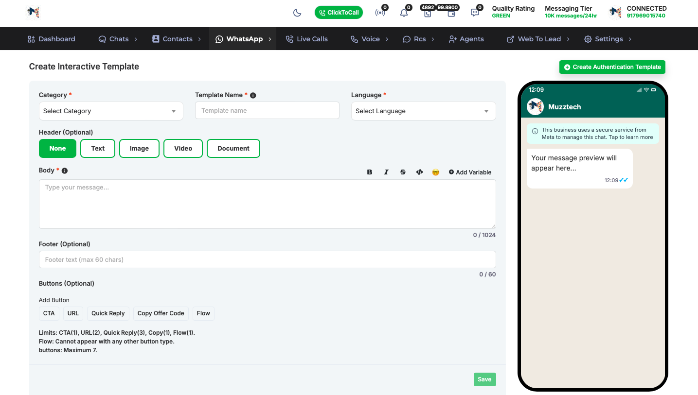 WhatsApp Template Creation